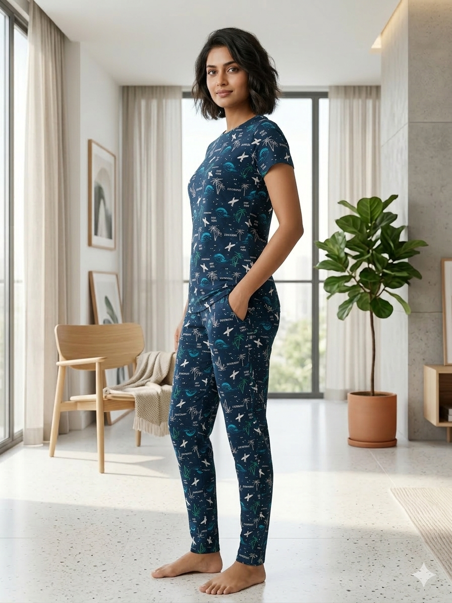 Pyjama Co-Ords Navy Blue Marine