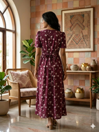 Zipless Feeding Maternity Wear with Puff Sleeve Brown Butterfly
