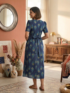 Capri Feeding Wear with Puff Sleeve Navy feather