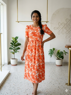 Capri  Zipless feeding wear with puff 47 inches orange dyed