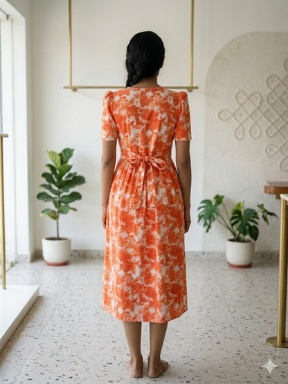 Capri  Zipless feeding wear with puff 47 inches orange dyed