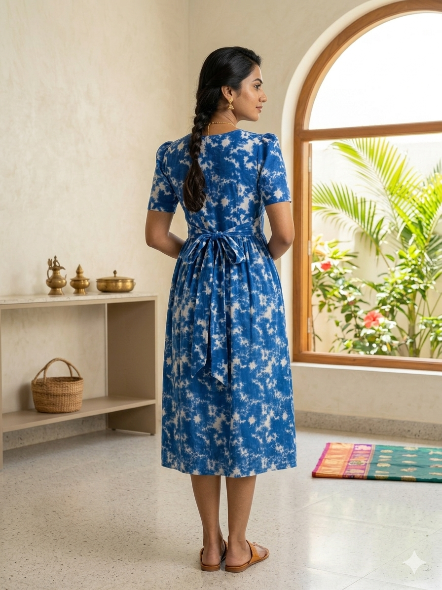 Capri Feeding Wear with Puff Sleeve Royal Dyed