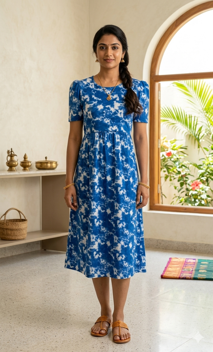 Capri Feeding Wear with Puff Sleeve Royal Dyed