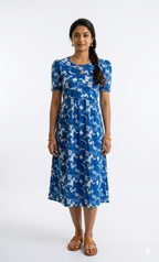 Capri Feeding Wear with Puff Sleeve Royal Dyed