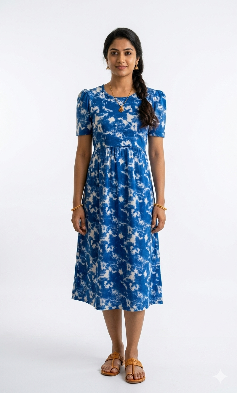 Capri Feeding Wear with Puff Sleeve Royal Dyed