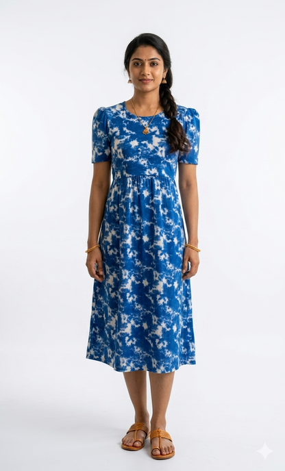 Capri Feeding Wear with Puff Sleeve Royal Dyed