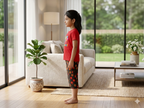 Red Flowers Girls casual capri set