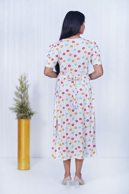 Capri Feeding Wear with Puff Sleeve Melange Floral