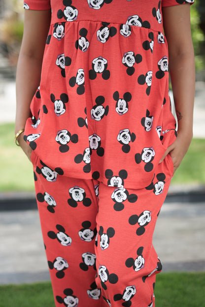 Red Mickey Peplum Co oords NF