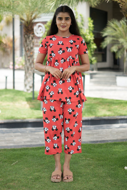 Red Mickey Peplum Co oords NF