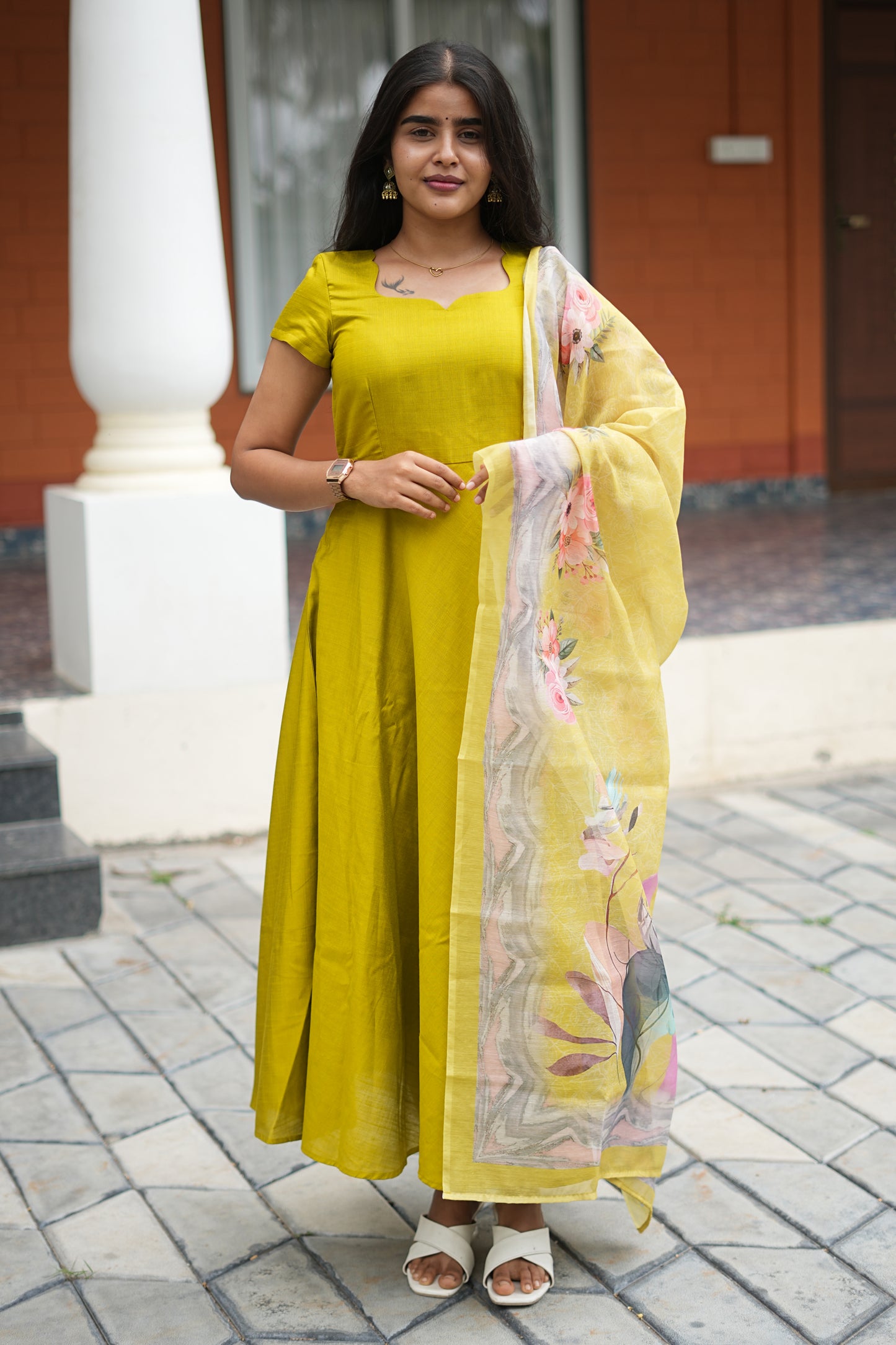 Solenne Women's Mul Chanderi Cotton Ethnic Set with Dupatta| LCAS043