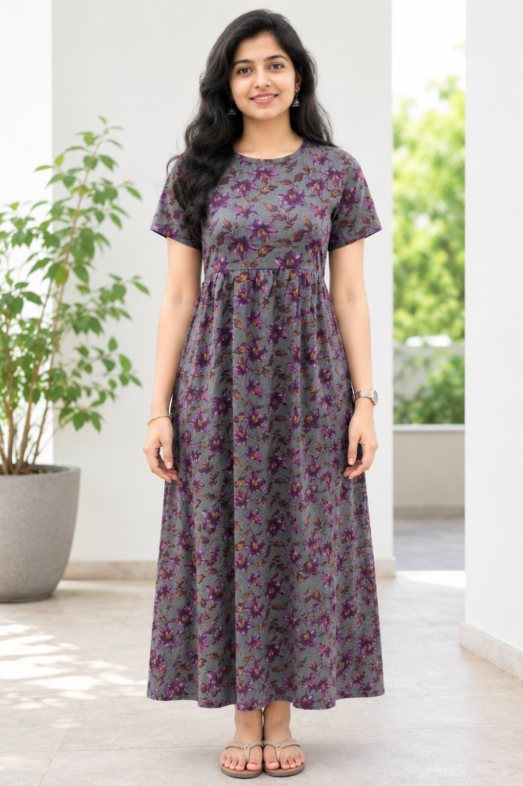 Casual Lounge Wear Non Feeding Melange Purple