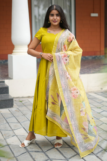 Solenne Women's Mul Chanderi Cotton Ethnic Set with Dupatta| LCAS043
