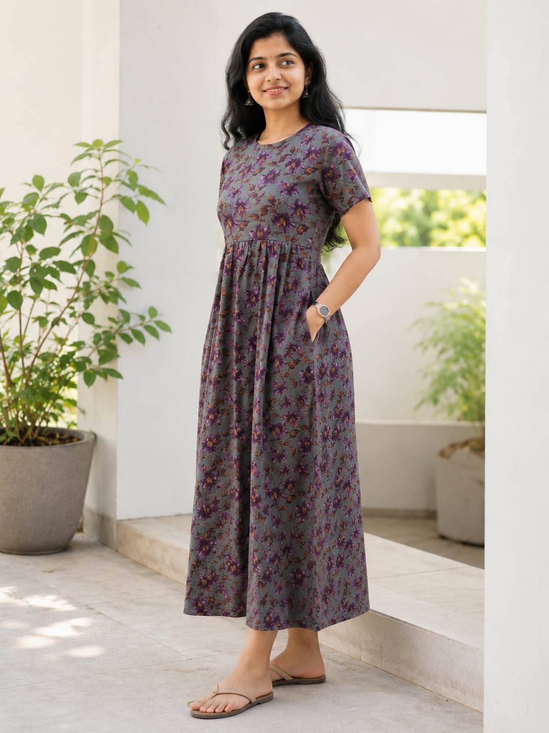 Casual Lounge Wear Non Feeding Melange Purple