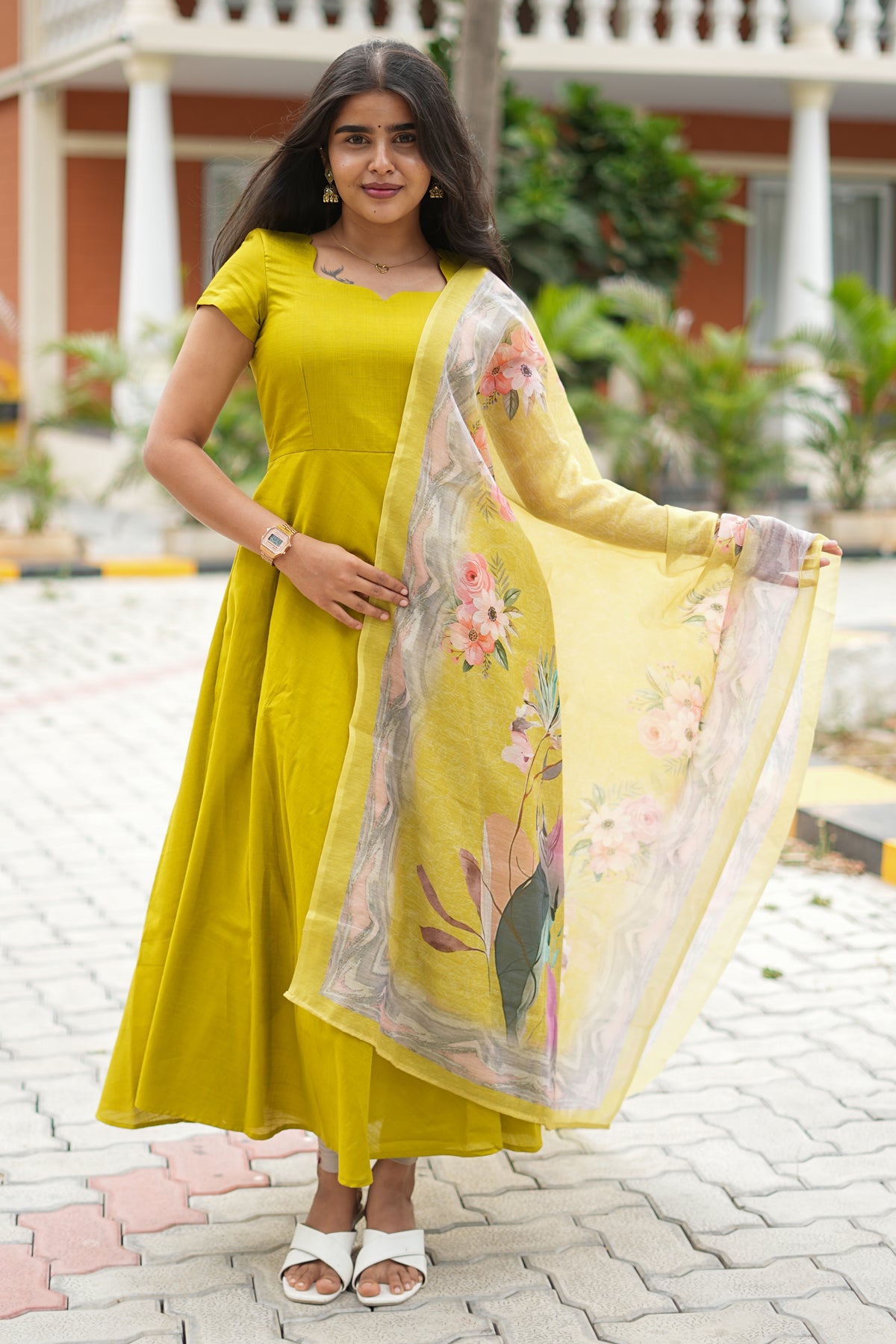 Solenne Women's Mul Chanderi Cotton Ethnic Set with Dupatta| J - 003