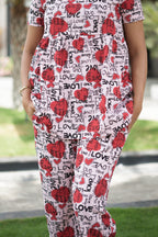Pink red Heart  Peplum Co oords NF