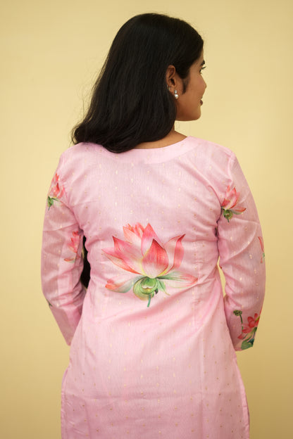 Lotus Blush Petals Floral Ethnic - 3 pcs Kurta Set | G - 015