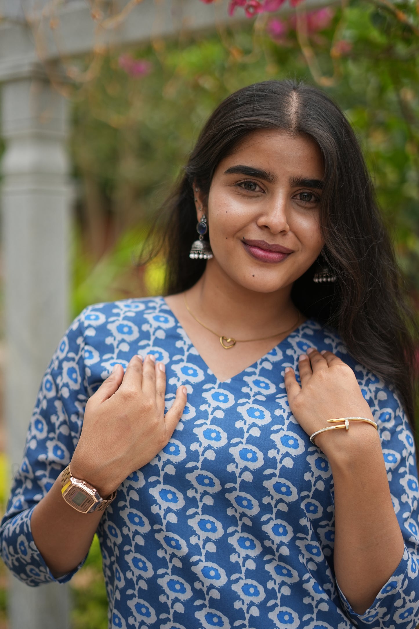 Blue Blossom Printed Straight Kurti Top | LCTB035