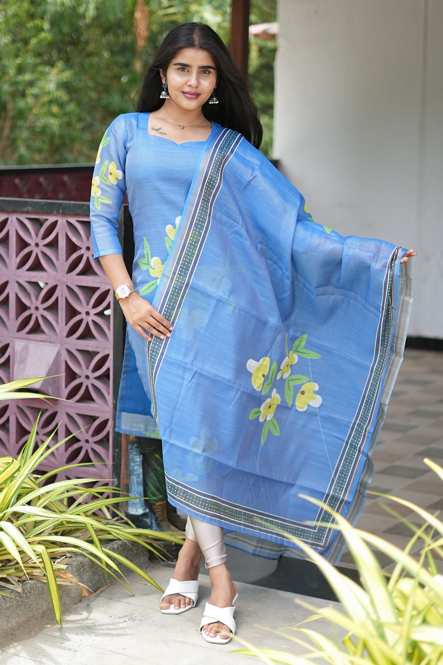 Azzura Women's Mul Chanderi Cotton Ethnic Set with Dupatta | LCTA041