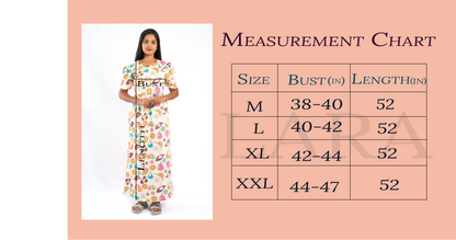 Zipless Feeding Maternity Gown Green wave Print- Puff sleeve 52 inches