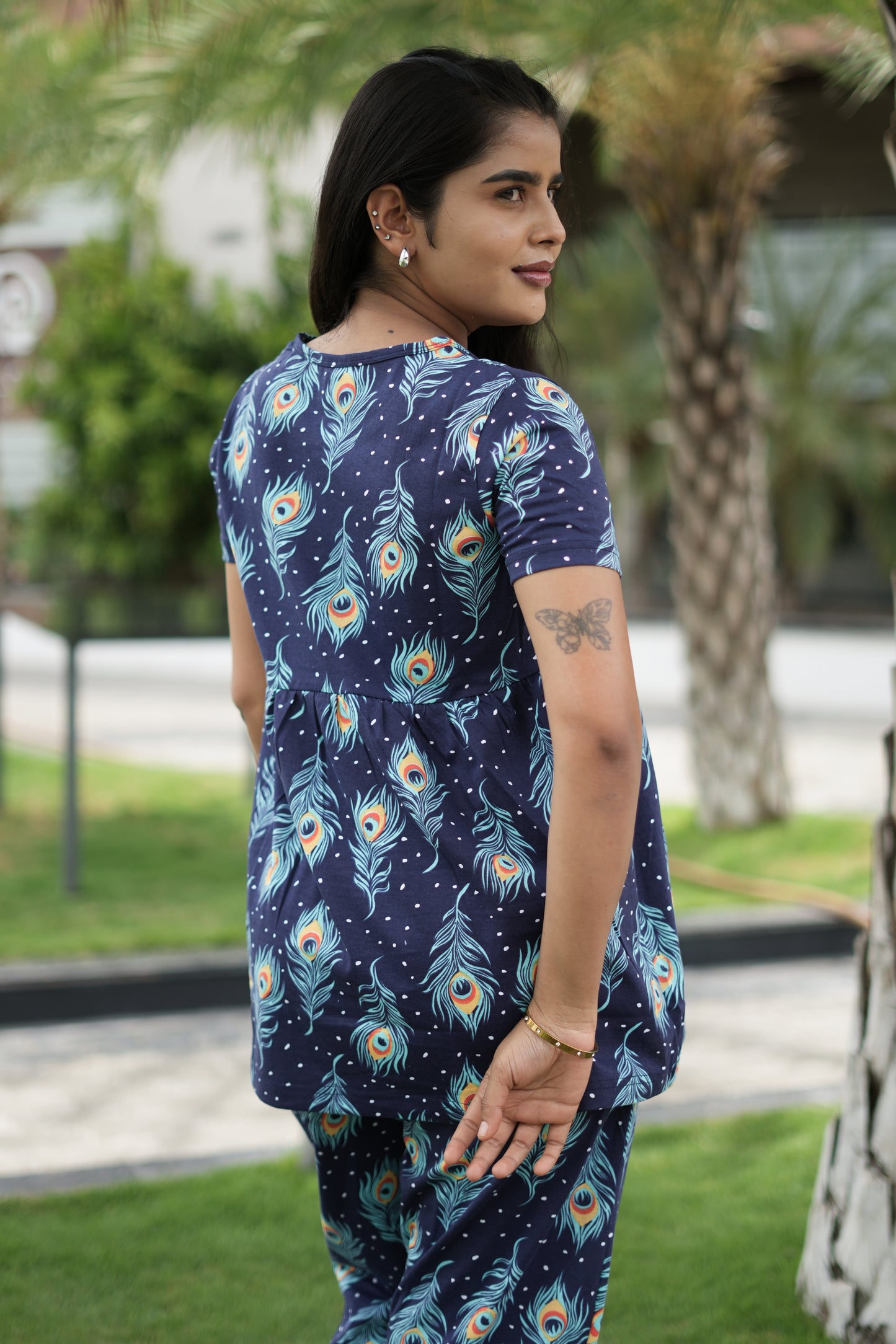 Navy feather Peplum Co oords NF
