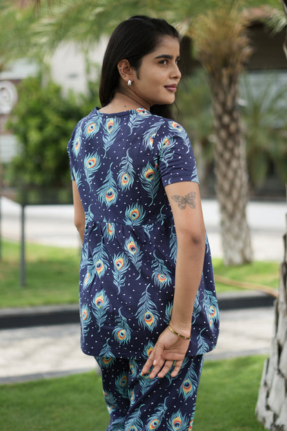 Navy feather Peplum Co oords NF
