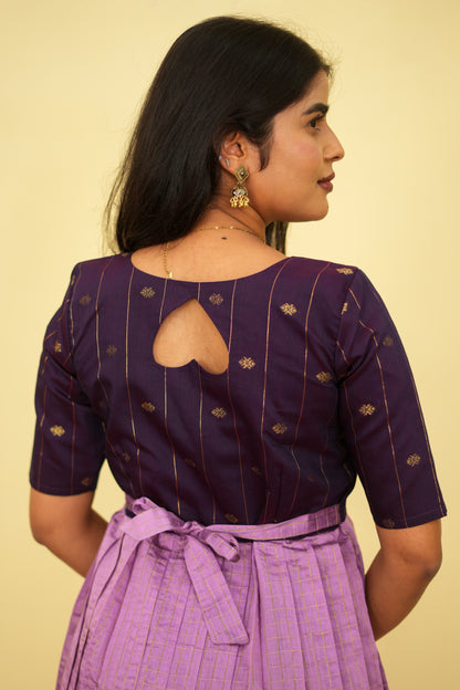 Royal Plum Zari Maxi Dress | Women Festive Maxi | E - 004