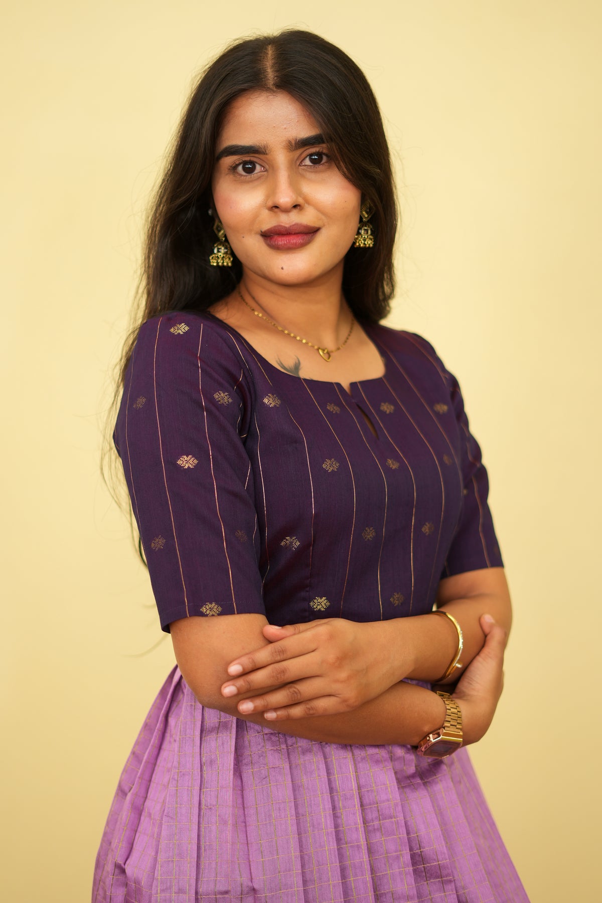 Royal Plum Zari Maxi Dress | Women Festive Maxi | E - 004