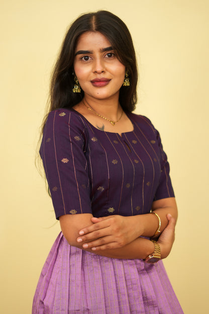 Royal Plum Zari Maxi Dress | Women Festive Maxi | E - 004