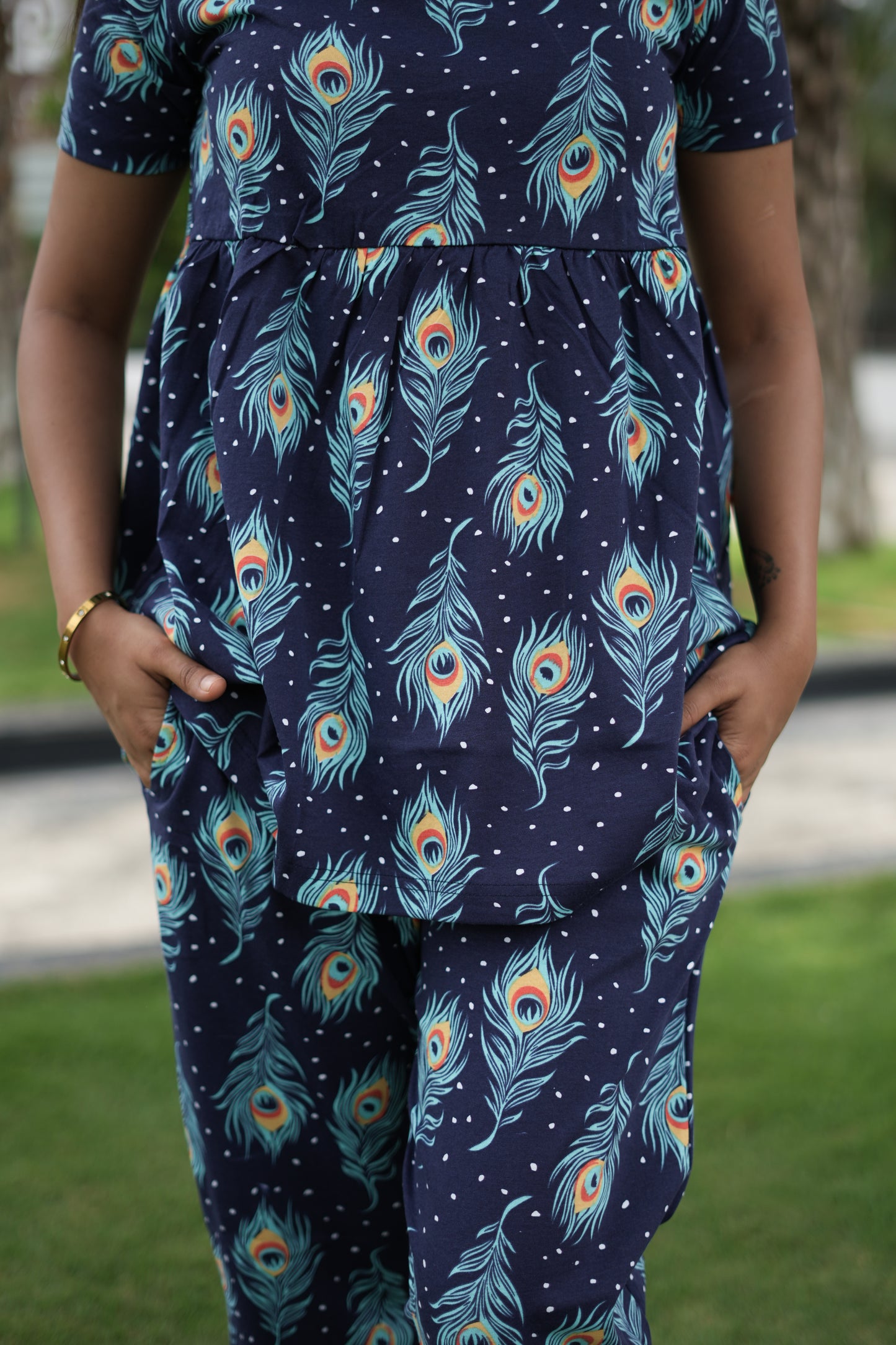Navy feather Peplum Co oords NF