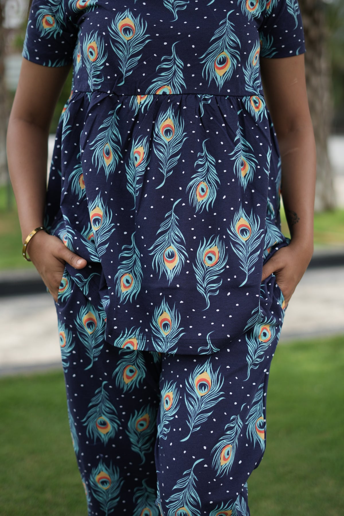 Navy feather Peplum Co oords NF