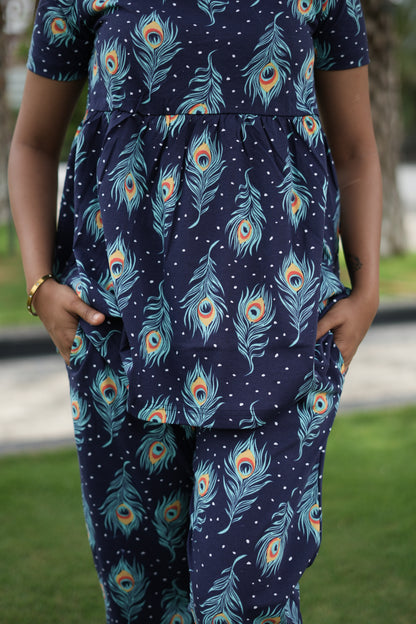 Navy feather Peplum Co oords NF