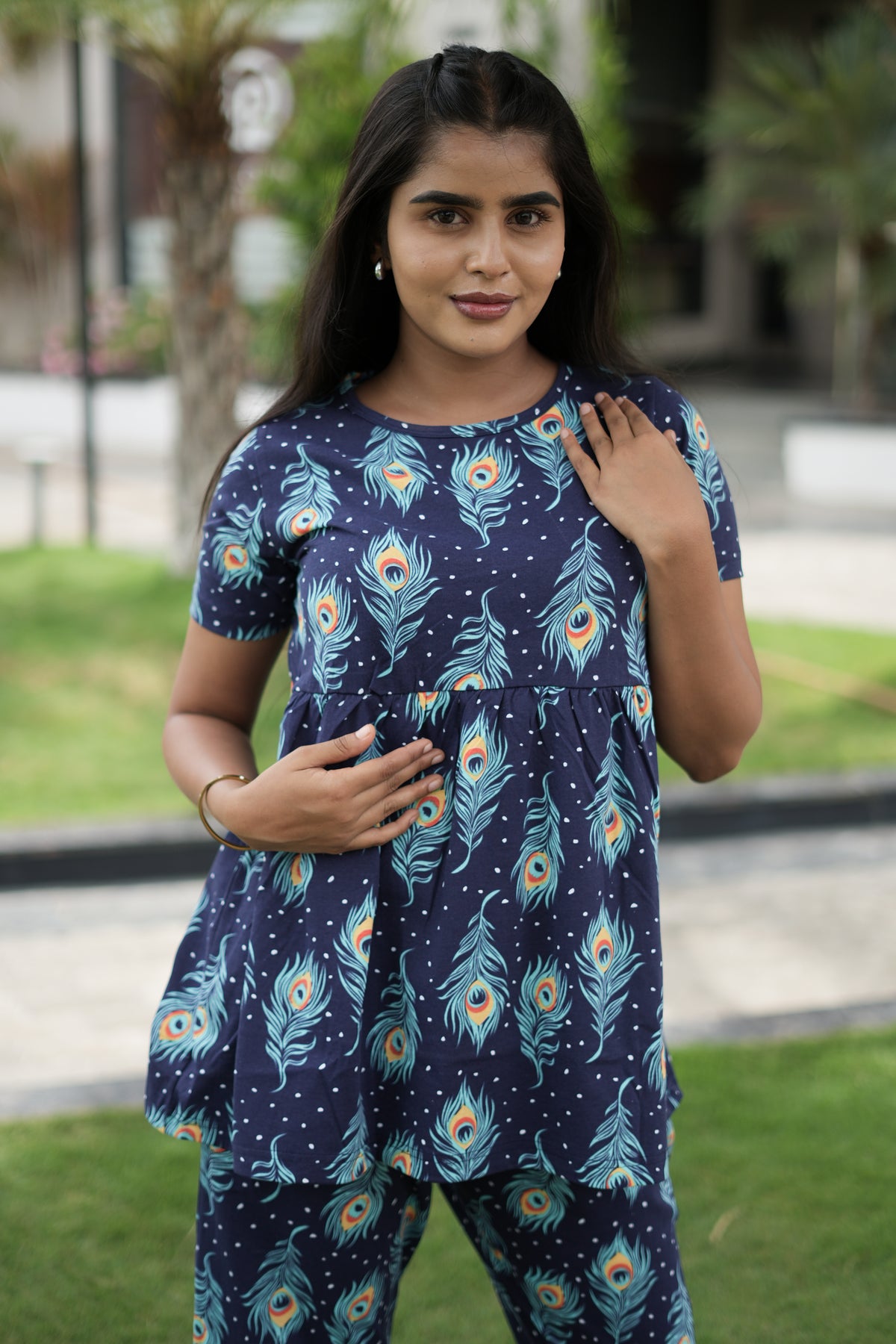Navy feather Peplum Co oords NF