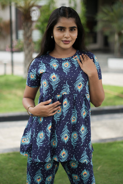 Navy feather Peplum Co oords NF