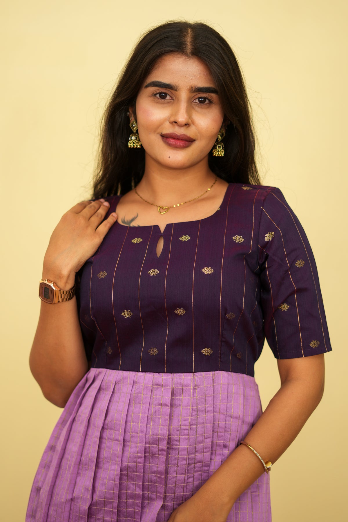 Royal Plum Zari Maxi Dress | Women Festive Maxi | E - 004