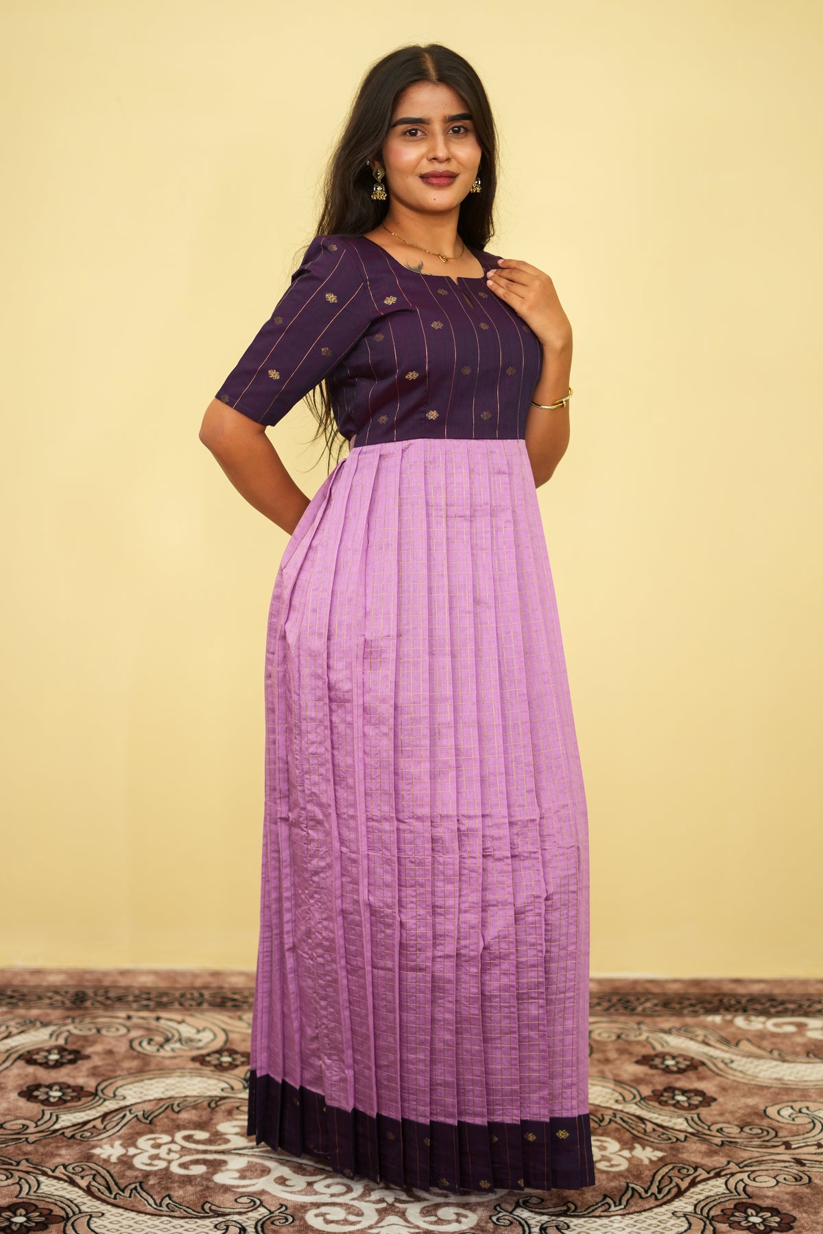Royal Plum Zari Maxi Dress | Women Festive Maxi | E - 004