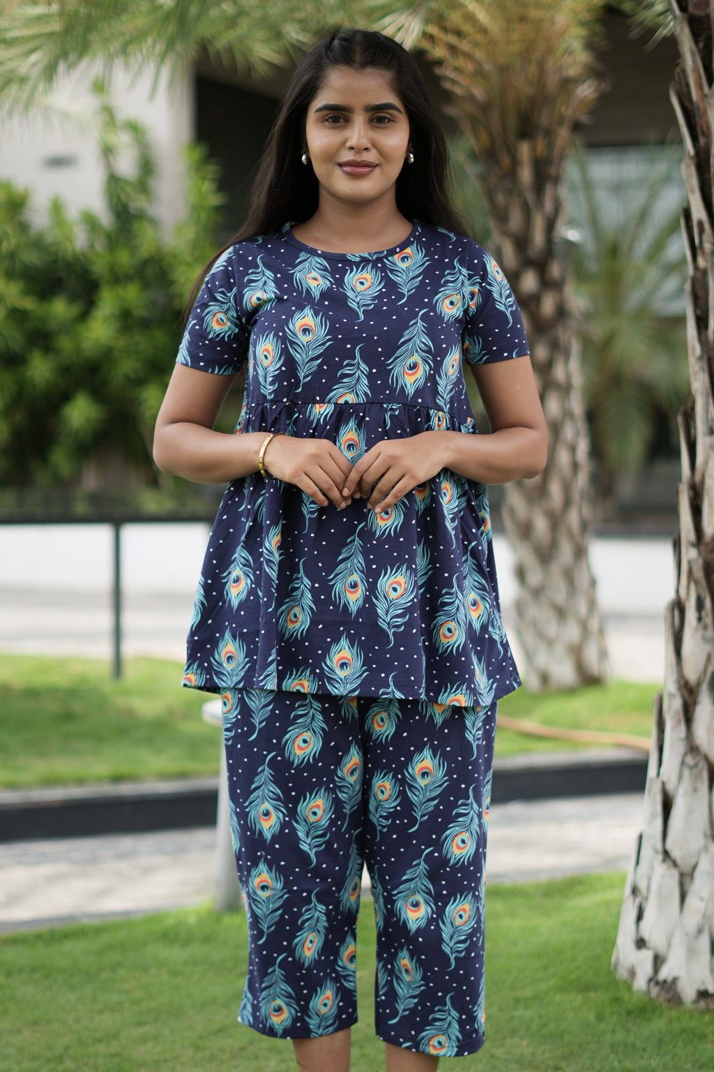 Navy feather Peplum Co oords NF