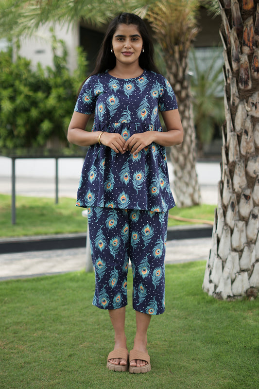 Navy feather Peplum Co oords NF