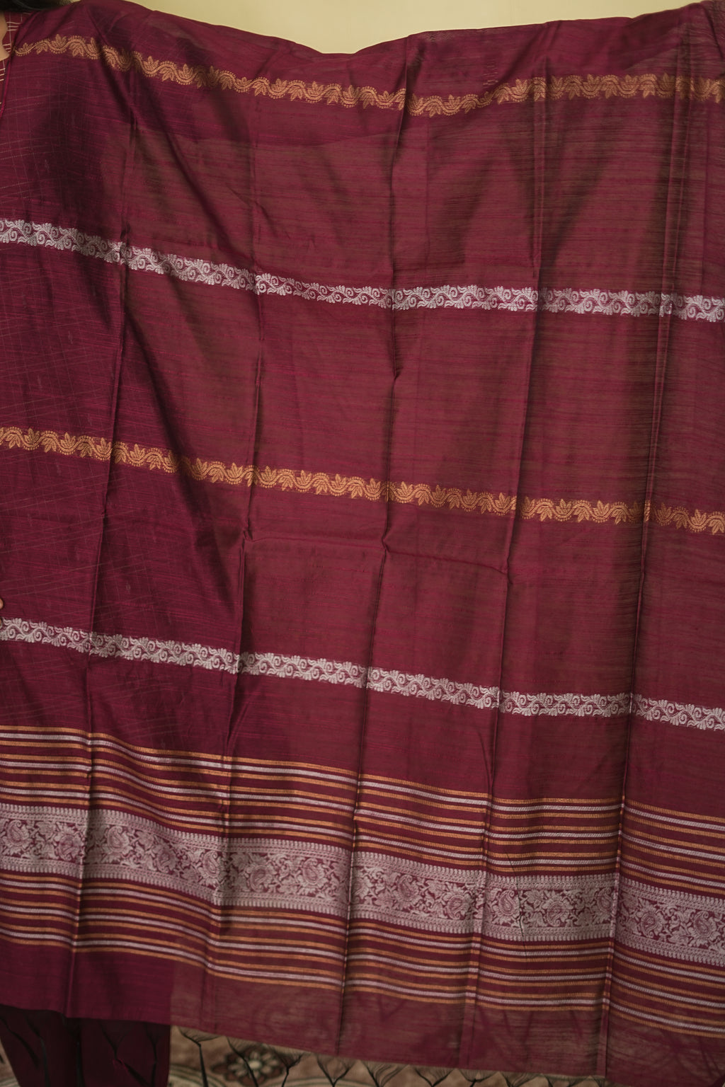 Maroon Checks Cotton Salwar Suit with Elegant Dupatta Set | G - 018
