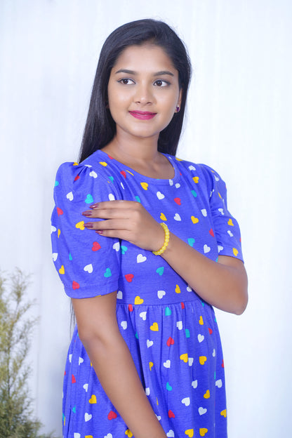 Casual Lounge Wear Non Feeding with Puff Royal Multi Heart