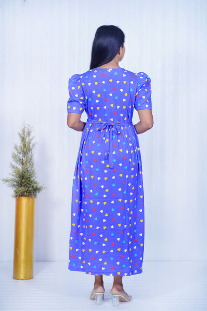 Casual Lounge Wear Non Feeding with Puff Royal Multi Heart