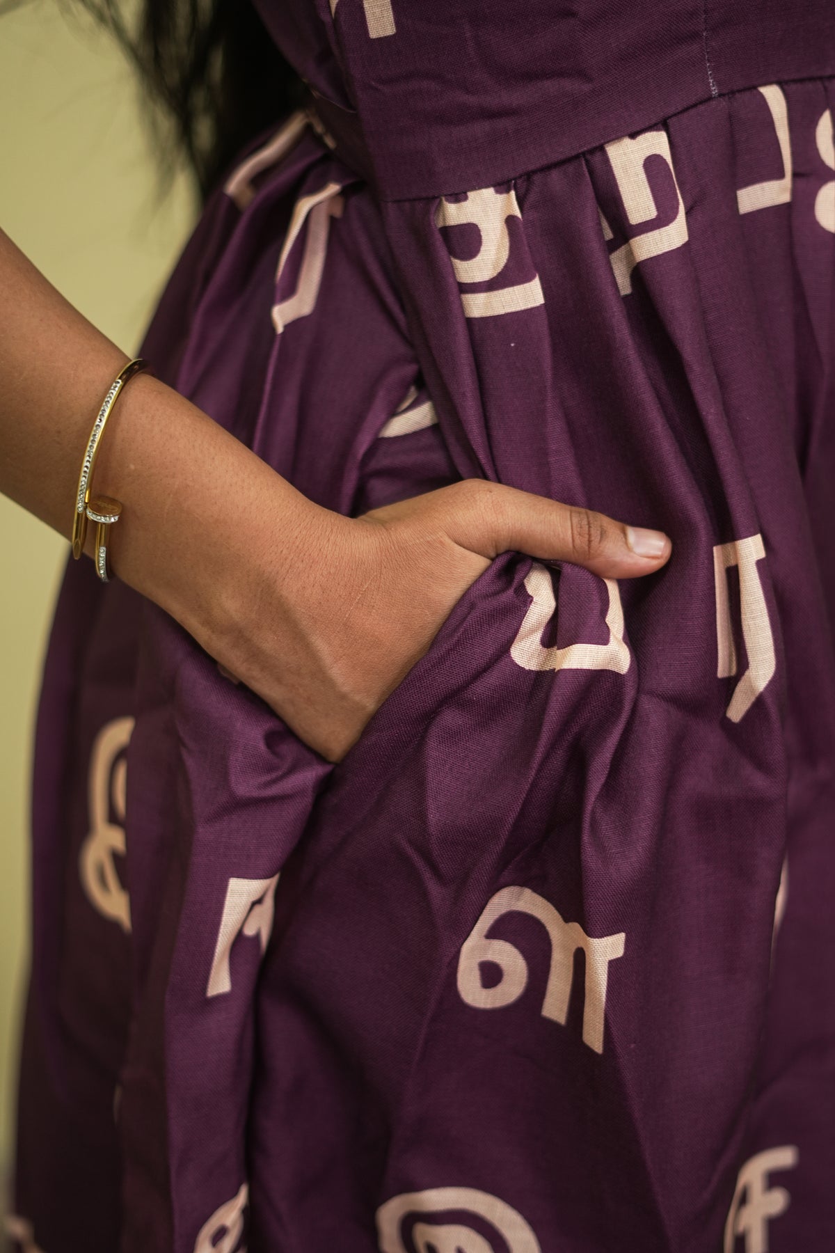 Tamil Script Elegance Maxi Dress | B - 014
