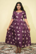 Tamil Script Elegance Maxi Dress | B - 014