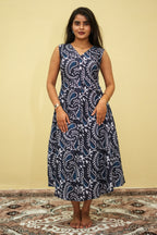 Indigo Paisley Heart A-Line Top | AT 01