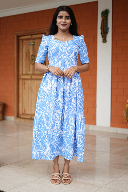 Azure Bloom Blue Maxi Dress