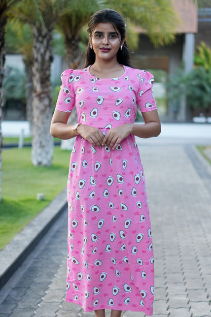 Pink Avocado Printed Feeding Maternity wear