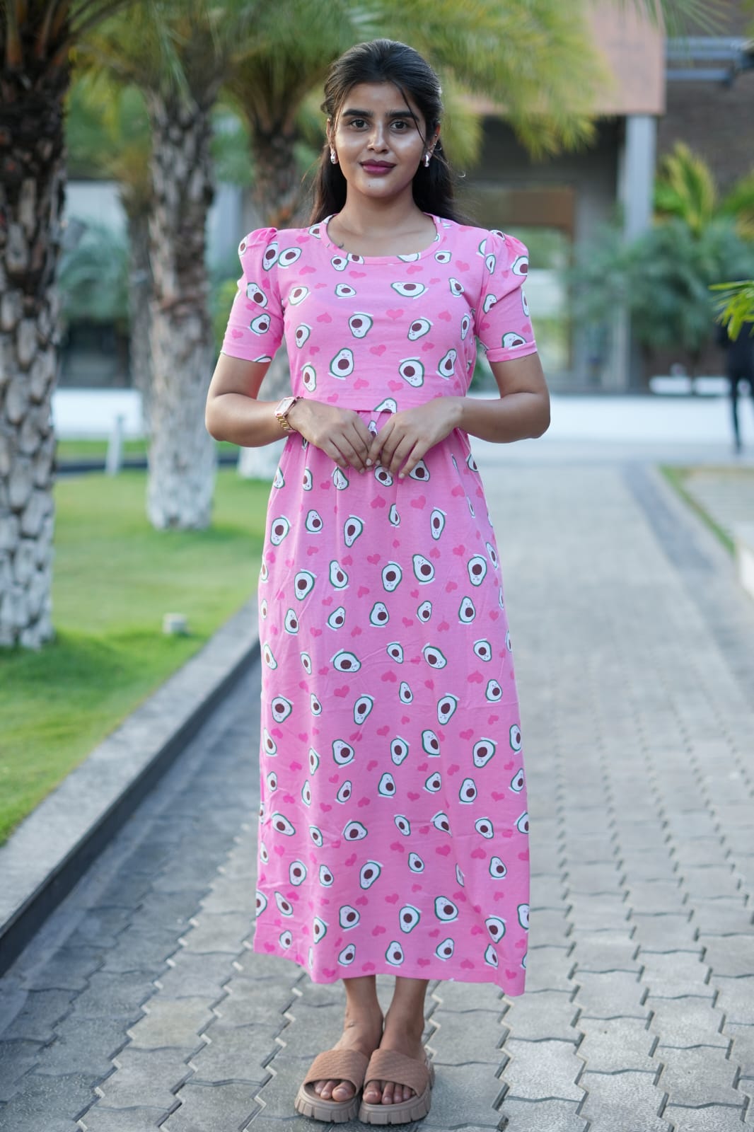 Capri Feeding Wear with Puff Sleeve Avocado