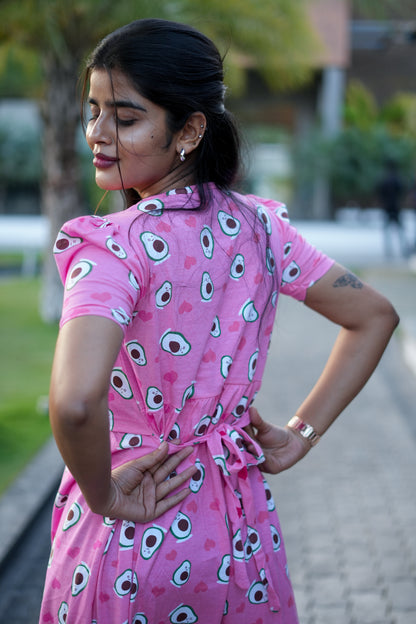 Pink Avocado Printed Feeding Maternity wear