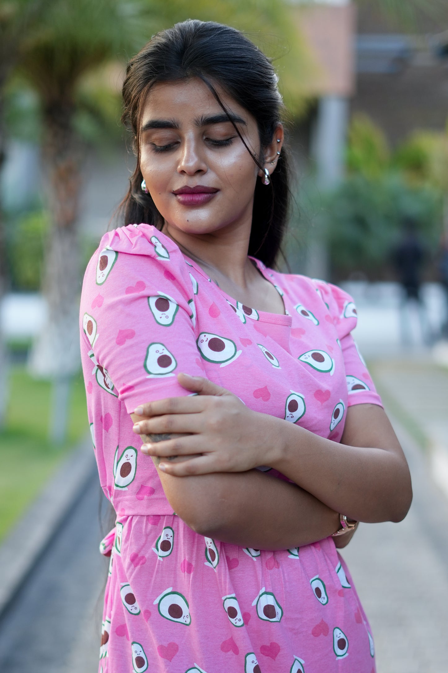 Pink Avocado Printed Feeding Maternity wear