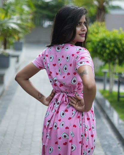 Avocado Print Pink Shawl Feeding Maxi